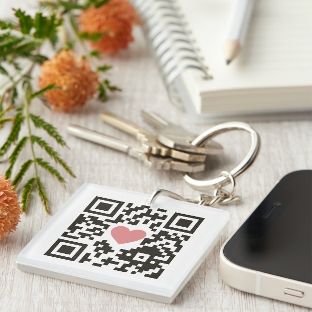 Porte-clés Code QR d'amour (Devant Droit)