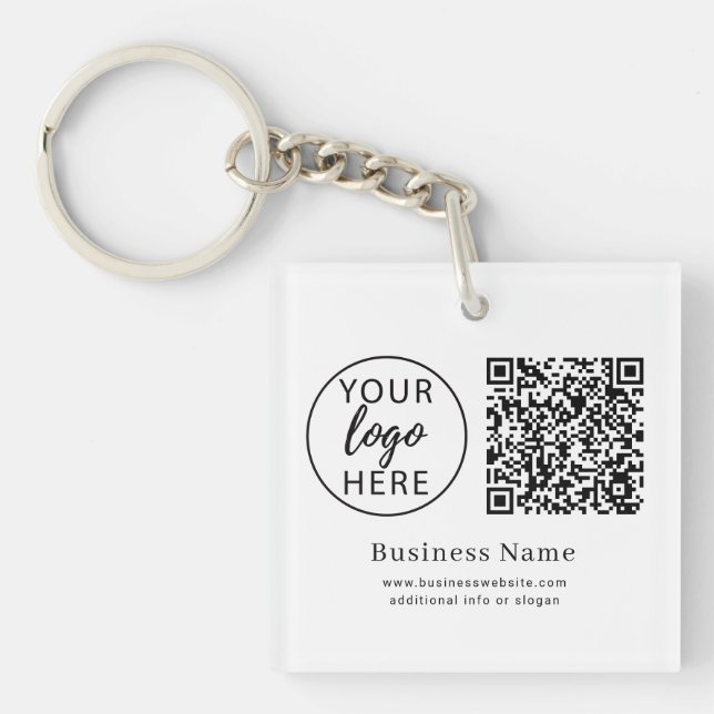 Porte-clés Code QR de logo d'entreprise personnalisé Minimali (Devant)