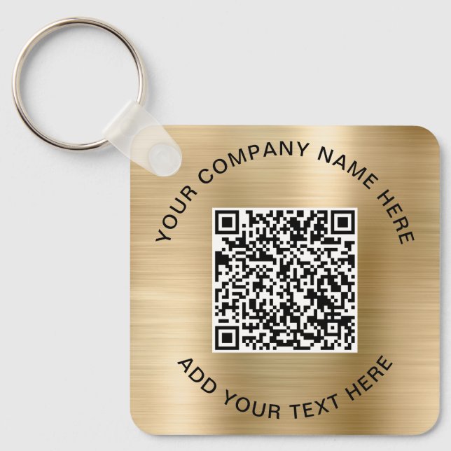 Porte-clés Code QR élégant Or promotionnel (Recto)