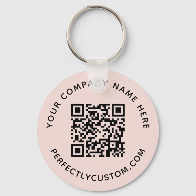 Porte-clés Code QR et texte personnalisé bleu rose (Recto)