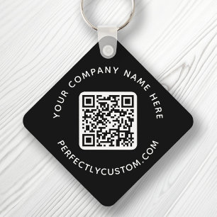 Porte-clés Code QR et texte personnalisé double face noir