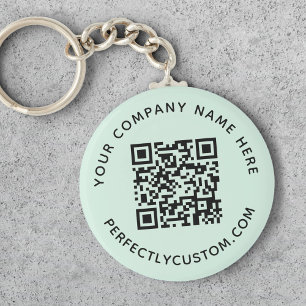 Porte-clés Code QR et texte personnalisé vert menthe