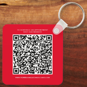Porte-clés Code QR Logo Monogramme d'entreprise Rouge Noir Bl