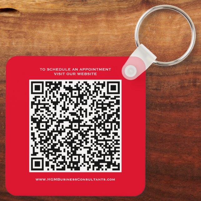 Porte-clés Code QR Logo Monogramme d'entreprise Rouge Noir Bl (Verso)