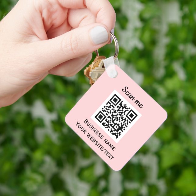 Porte-clés Code QR - Logo professionnel Rose (main)