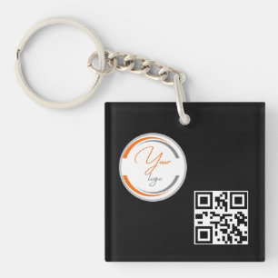 Porte-clés Code QR Logo Simple Entreprise Noir