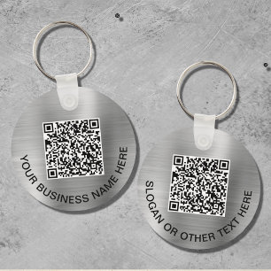 Porte-clés Code QR Moderne Promotionnel Argenté