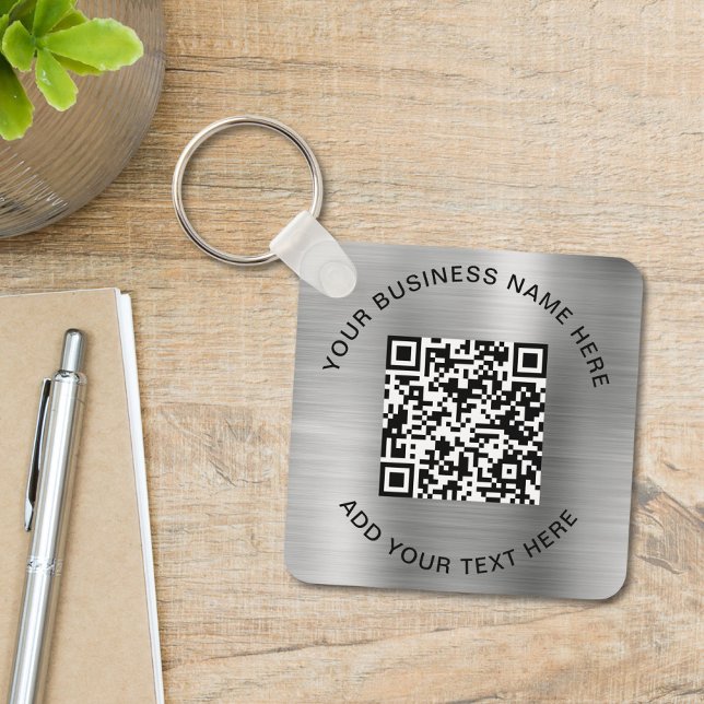 Porte-clés Code QR ou logo promotionnel Argent (Créateur téléchargé)