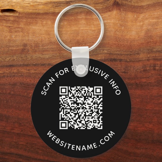 Porte-clés Code QR personnalisé et texte Swag Entreprise Noir (Recto)