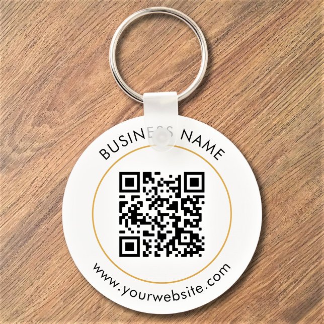 Porte-clés Code QR personnalisé Texte moderne Noir Blanc (Créateur téléchargé)