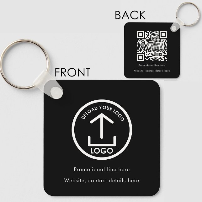 Porte-clés Code QR Promo du logo professionnel (Professional Business Logo Text Promo QR Code Keychain)