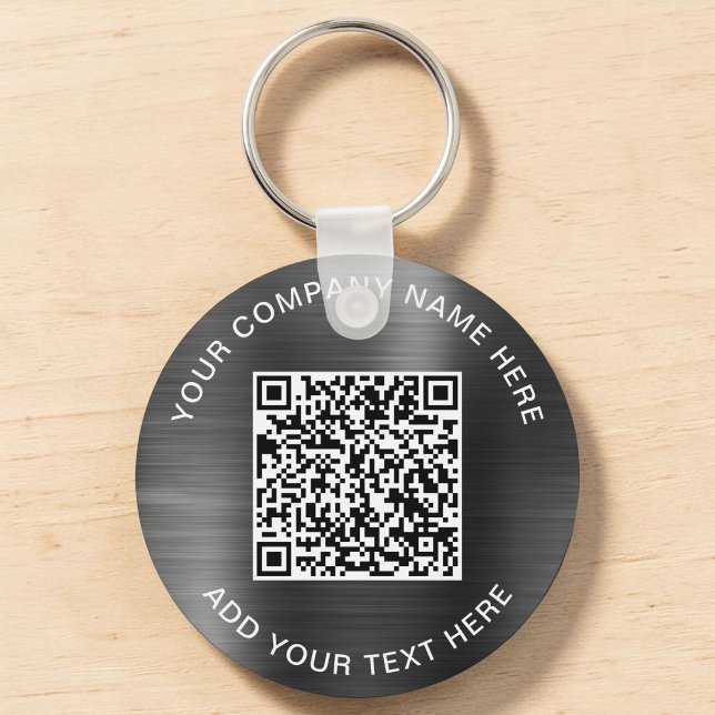 Porte-clés Code QR promotionnel argent moderne (Modern QR Code Promotional Silver Keychain)
