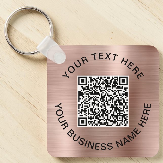 Porte-clés Code QR promotionnel Rose Gold (Promotional QR Code Rose Gold Keychain)