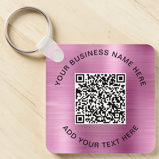Porte-clés Code QR Rose Promotional (Promotional Pink QR Code Keychain)