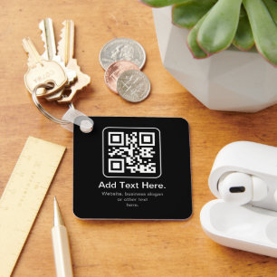 Porte-clés Code QR scannable moderne   Noir Blanc & Gris
