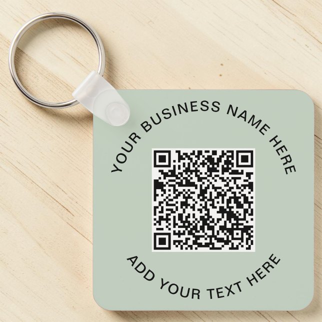 Porte-clés Code QR Vert Sauge Promotionnel (Promotional Sage Green QR Code Keychain)