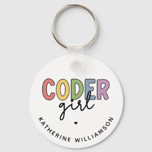 Porte-clés Coder Personnalisé Programmeur Girl Cadeaux fille