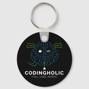 Porte-clés Codingholic Tech Brain Dark Programmer