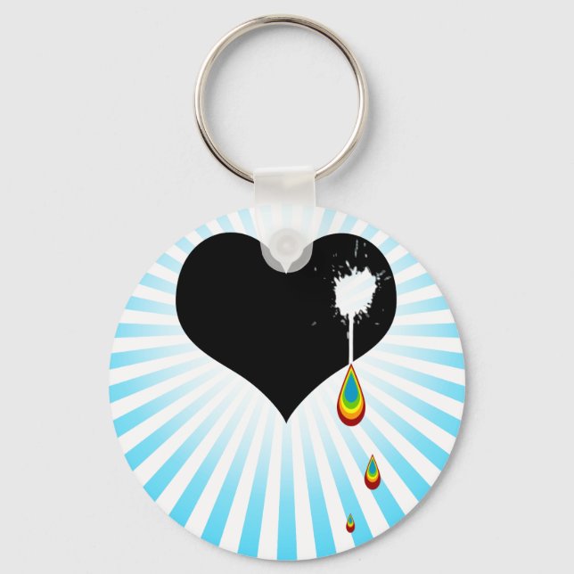 Porte-clés coeur arc-en-ciel. (Recto)