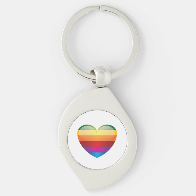 Porte-clés Coeur arc-en-ciel (Devant)