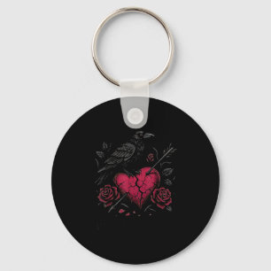 Porte-clés Cœur brisé gothique sombre anti Saint-Valentin F C
