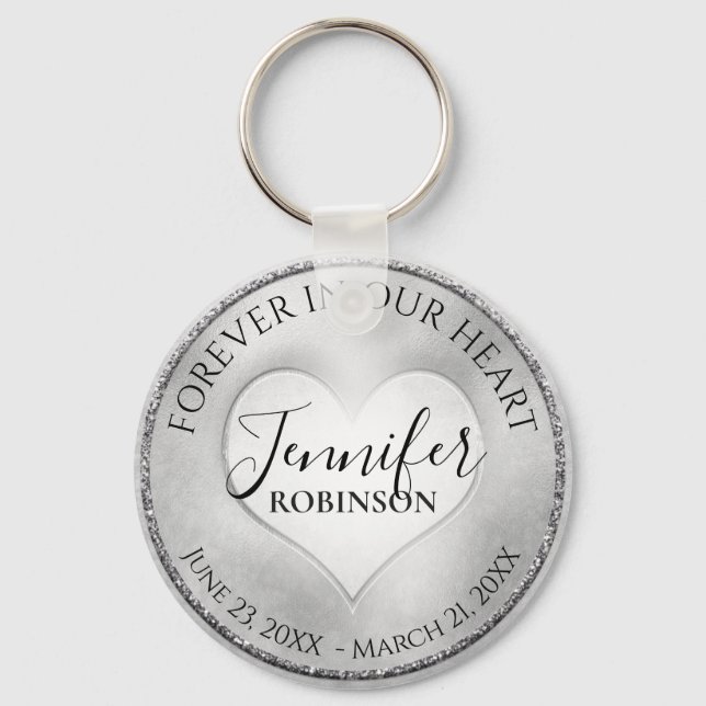 Porte-clés Coeur commémoratif en argent (Recto)