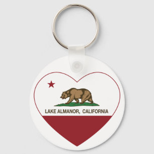 Porte-clés coeur d'almanor de lac de drapeau de la Californie