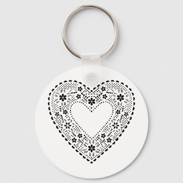 Porte-clés Coeur de dentelle noire (Recto)
