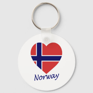 Porte-clés Coeur de drapeau de la Norvège