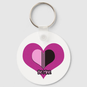 Porte-clés Cœur de la Saint-Valentin rose et noir Sois mien