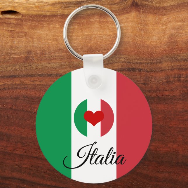 Porte-clés Coeur de l'Italie & Drapeau italien, Amour / Coeur (Recto)