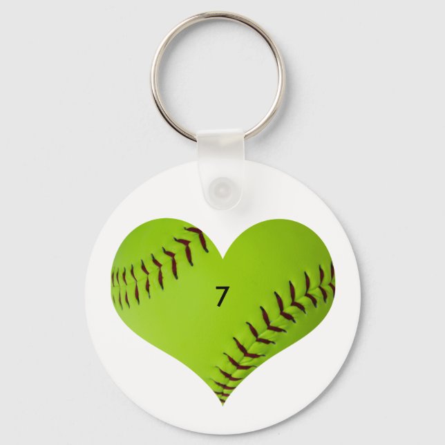Porte-clés Coeur de softball personnalisé (Recto)