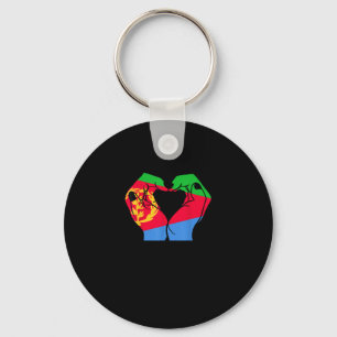 Porte-clés Coeur des mains avec drapeau érythréen
