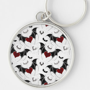 Porte-clés Cœur d'Halloween avec des ailes de chauve-souris n