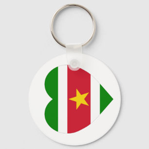 Porte-clés Coeur du drapeau du Suriname