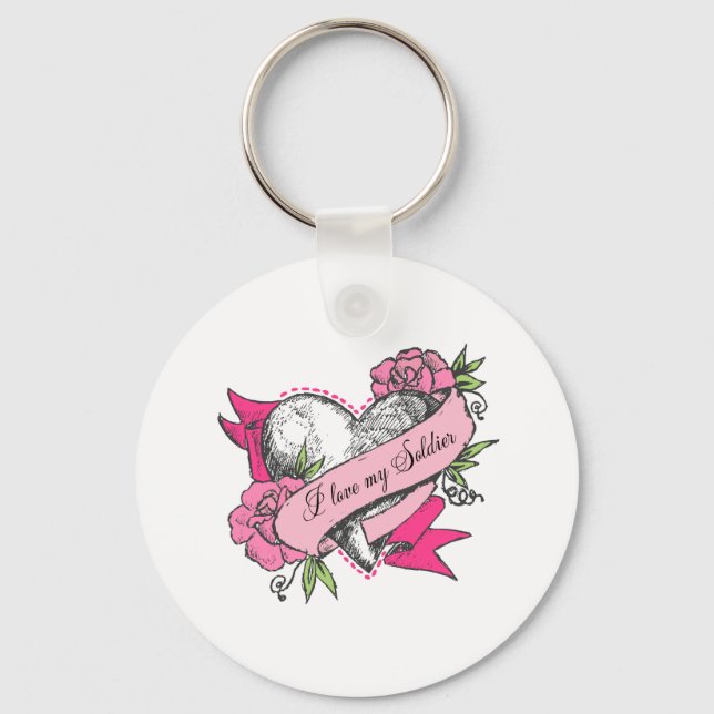 Porte-clés Coeur et Rose (Recto)