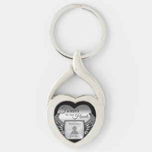 Porte-clés coeur memorial avec photo personnalisée