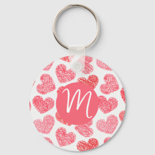 Porte-clés Coeur mignon rouge griffé Saint Valentin Monogramm