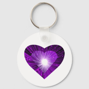 Porte-clés Coeur pourpre 'coeur' porte - clé blanc rond