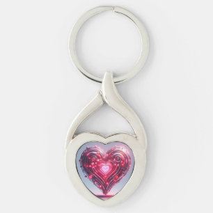Porte-clés Coeur rose futuriste moderne