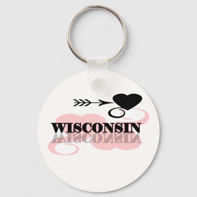 Porte-clés Coeur rose Wisconsin (Recto)