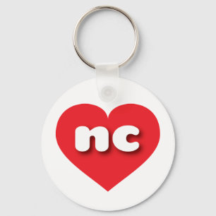 Porte-clés Coeur rouge de Caroline du Nord - J'aime nc
