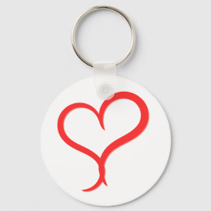 Porte-clés Cœur Rouge Minimaliste - Dessin Main Ar