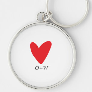 Porte-clés Cœur rouge monogrammé de la Saint-Valentin