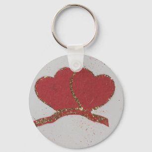 Porte-clés Coeur rouge or pétillant Valentine's