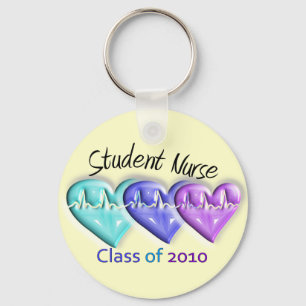Porte-clés Coeurs 3D de la classe 2010 d'élève-infirmière