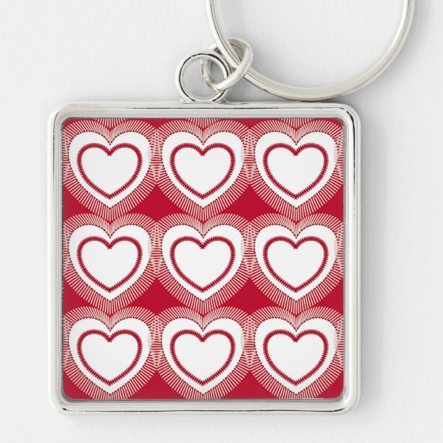 Porte-clés Coeurs Abstraits modernes - Porte - clé rouge et b (Devant)