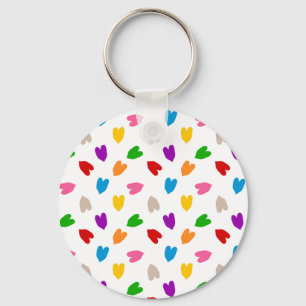 Porte-clés Cœurs Amour Motif Design Coloré Blanc 
