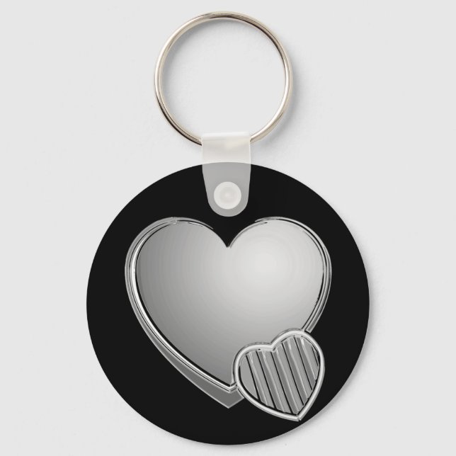 Porte-clés Coeurs Chrome (Recto)