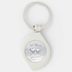 Porte-clés Coeurs de l'anniversaire d'argent
